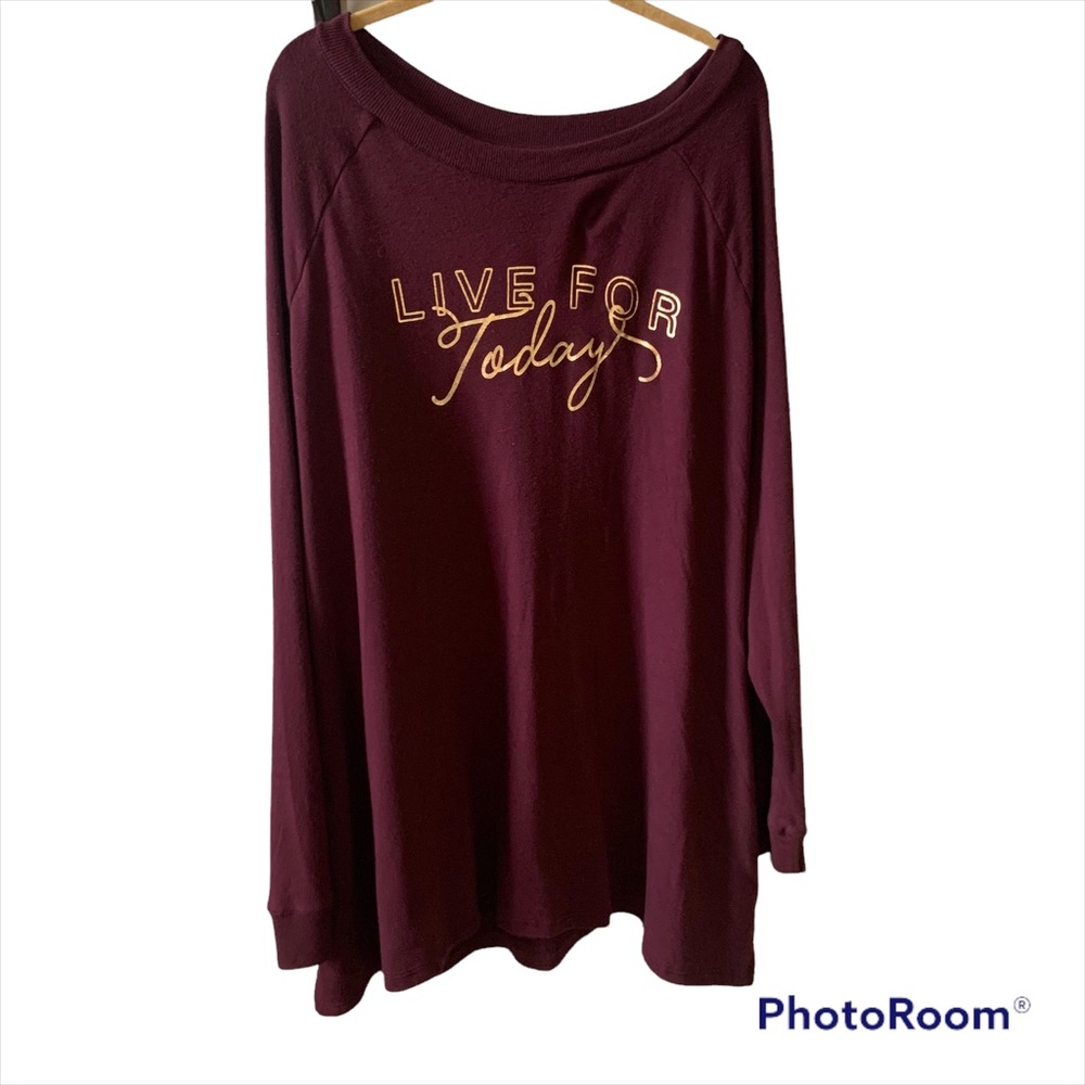 Lane Bryant Women's Sweater Plus Purple Pullover Live for Today gold Size 26/28